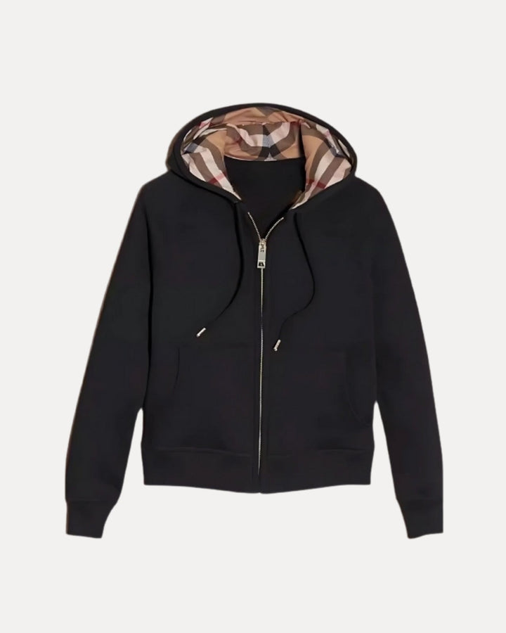 Checked Zip Hoodie