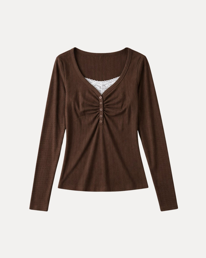 Ruched Henley Top