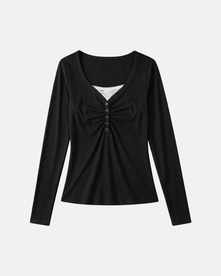 Ruched Henley Top