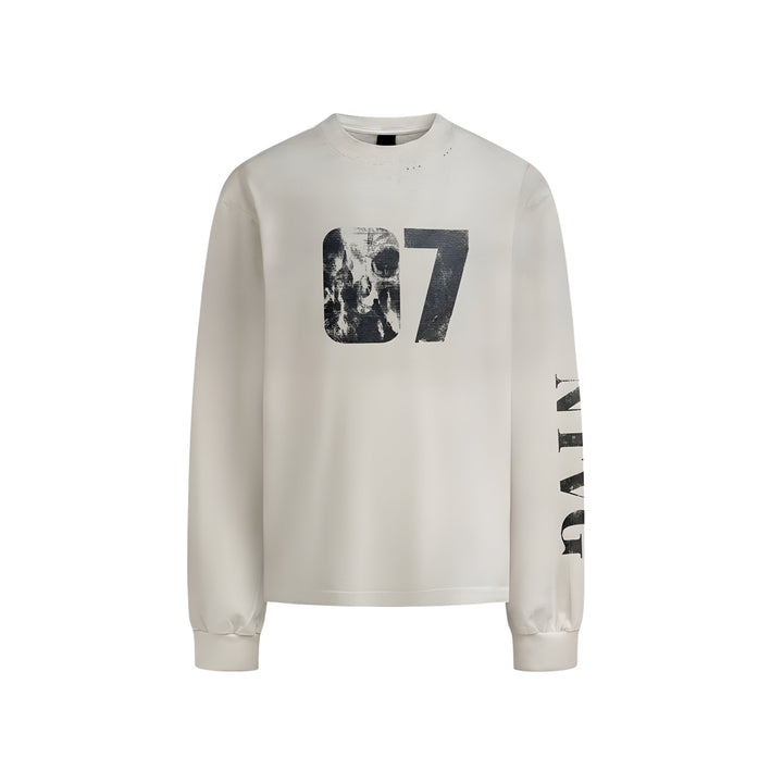 ARDO 07 sweater van by LF in washed zwart met 07-print