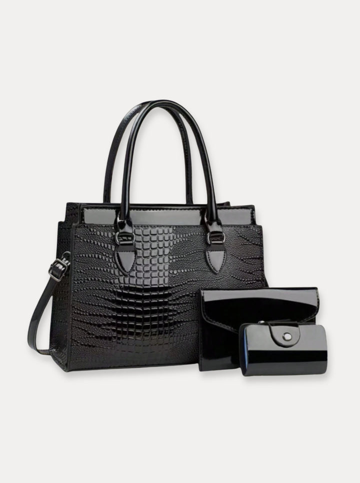 Textured Classic Handbag Set
