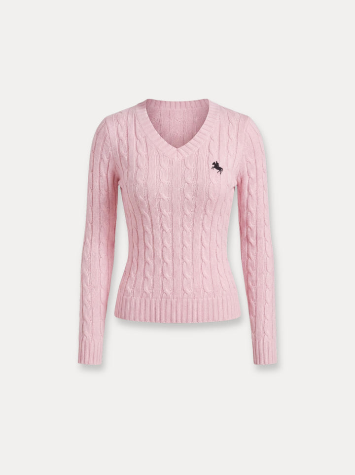 Cable Knit V-Neck Sweater