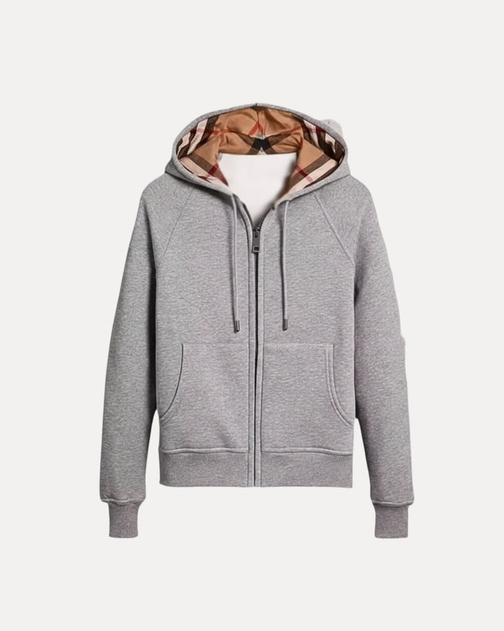 Checked Zip Hoodie