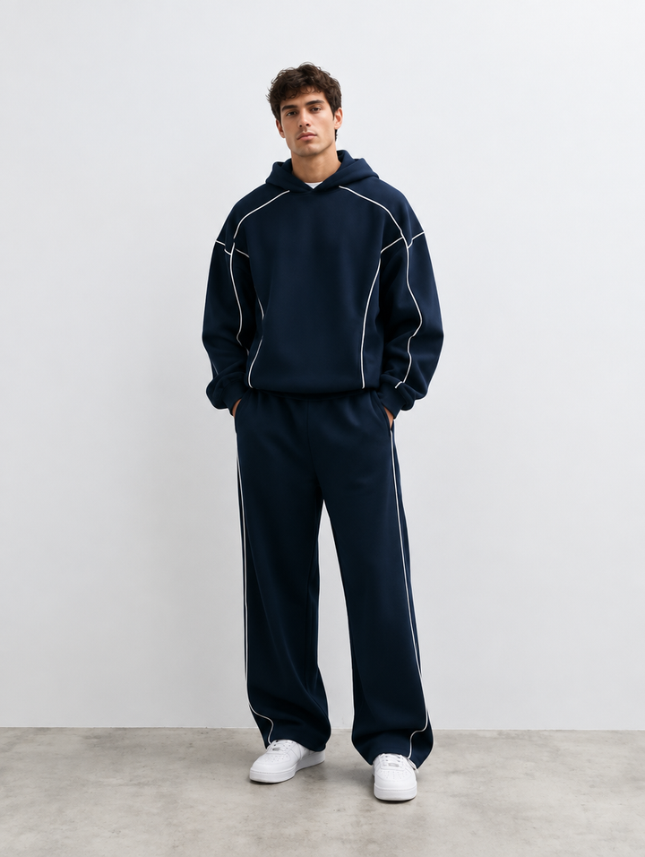 PIPING tracksuit by LF in navy – vooraanzicht