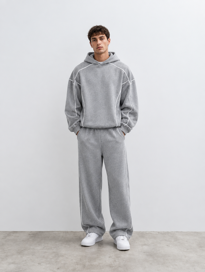 PIPING tracksuit by LF in grijs – vooraanzicht
