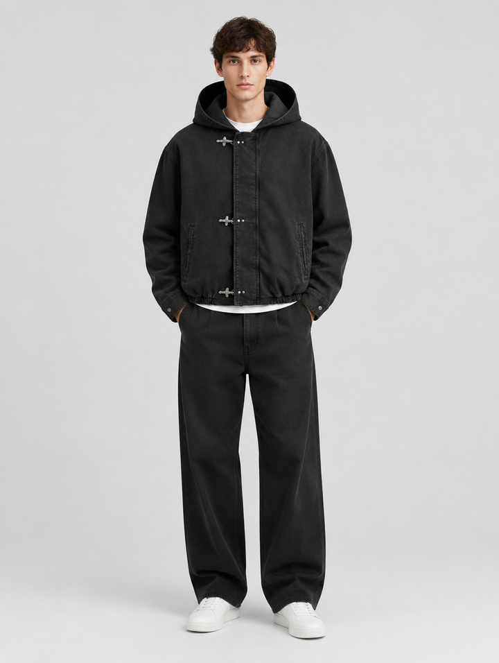 FERRO clasp jacket by LF in zwart – gedragen
